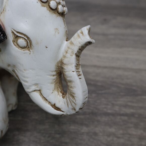 Elephant Figurine Carved Tribal Trunk Up Lucky Statue Resin Home Decor - Picture 13 of 14